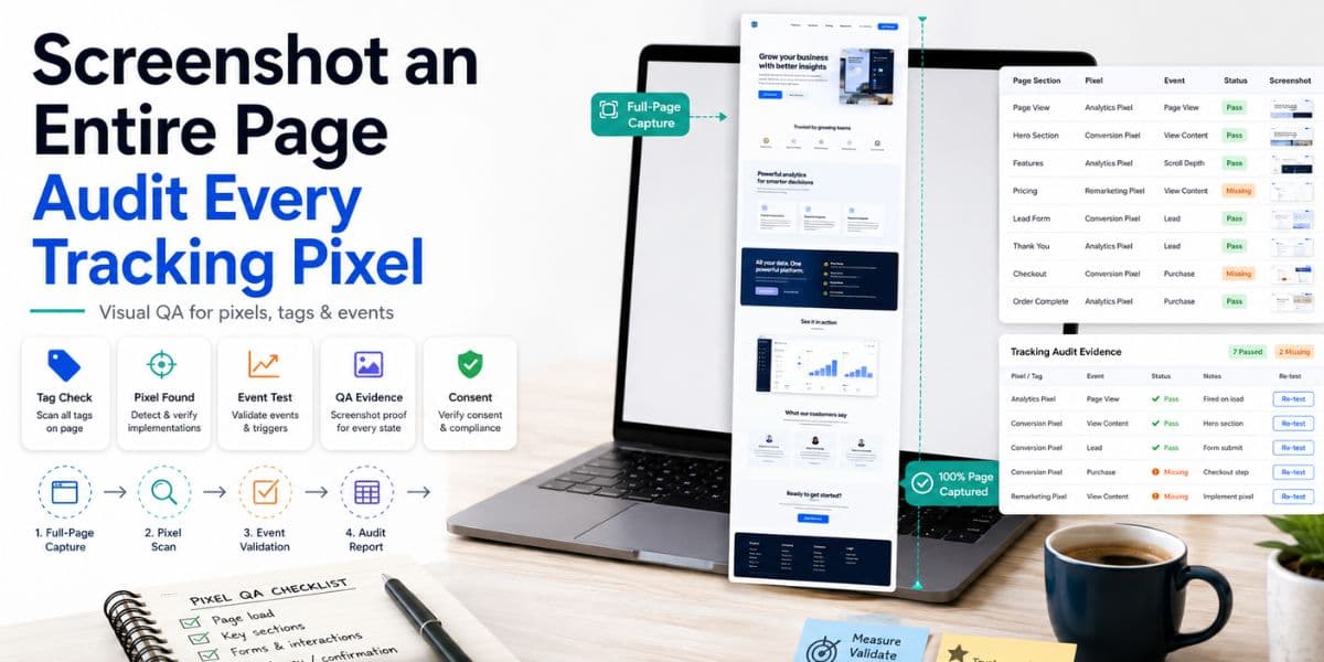 Screenshot Website Tracking Audit Full Page Pixel Qa Guide